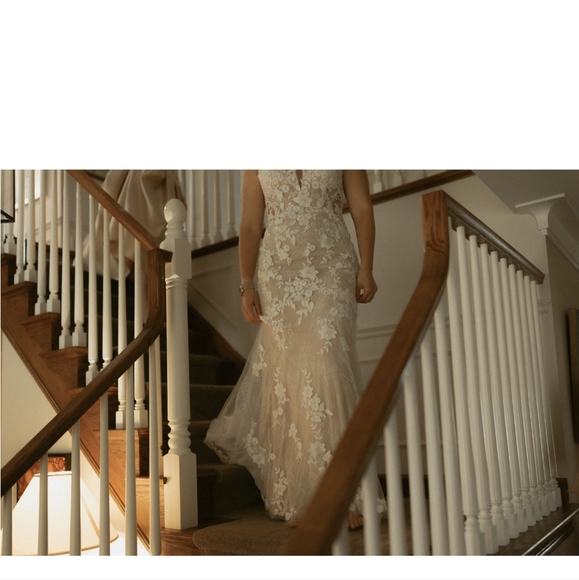 Wedding dress. Size 8, bodice was altered to be closer to a 6. It is nude/ivory - Picture 5 of 8